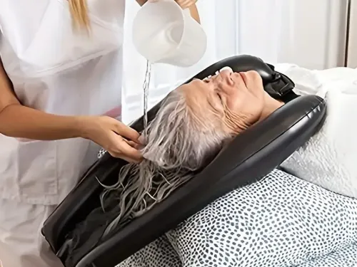 Recipiente para lavado de cabello portátil